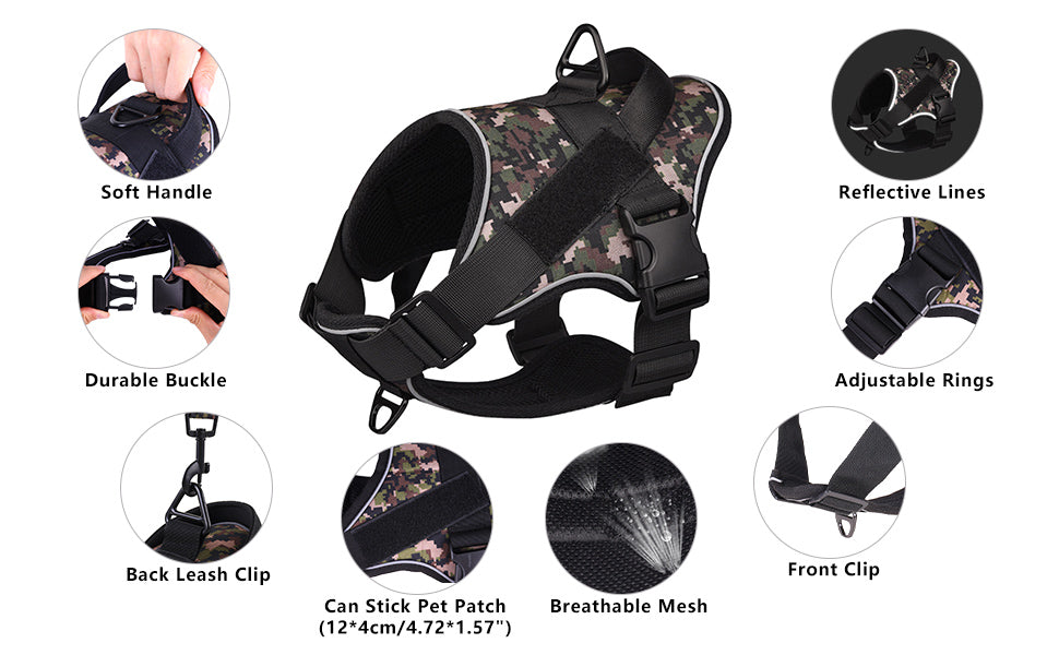 Tactical K9 Harness - Minimalist - Digi Forest Camo